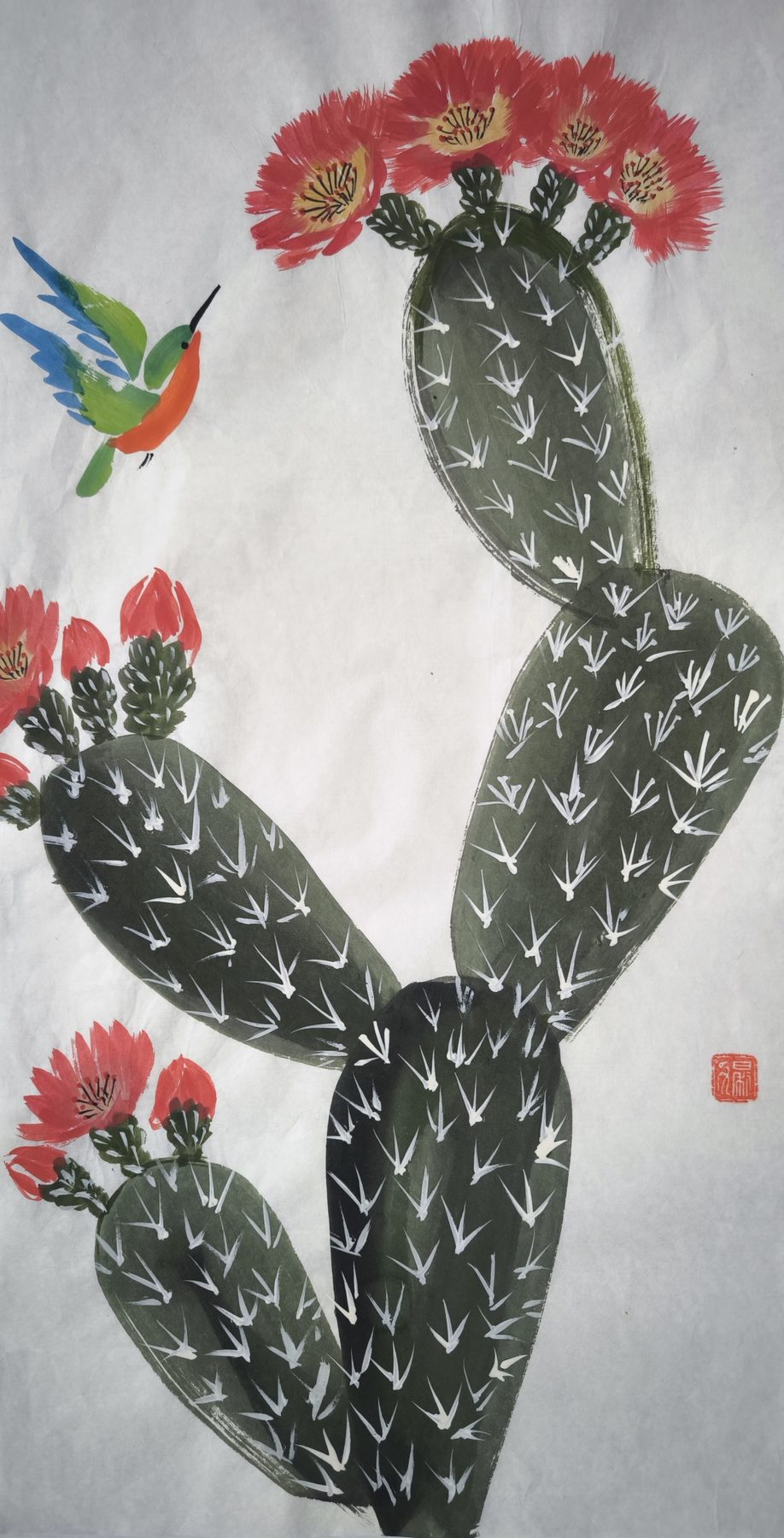 Obra: nopal y colibrí